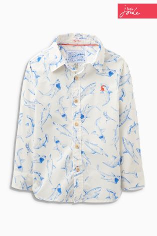 Cream Little Joule Bryce Shark Print Shirt